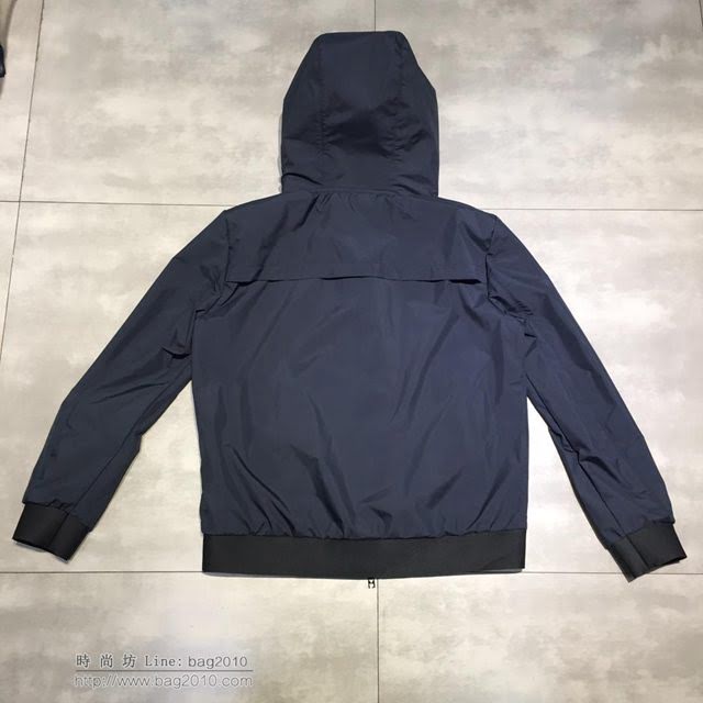 Armani男裝 19春夏新款夾克 阿瑪尼拉鏈連帽藍色外套  tzy1621